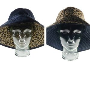Bespoke Leopard Print and Denim Reversible Sun Hat